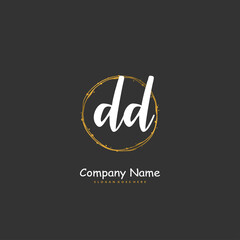 D DD Initial handwriting and signature logo design with circle. Beautiful design handwritten logo for fashion, team, wedding, luxury logo.