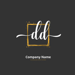 D DD Initial handwriting and signature logo design with circle. Beautiful design handwritten logo for fashion, team, wedding, luxury logo.