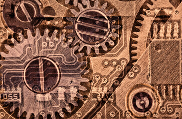 abstract background with brown clockwork