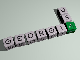 GEORGIA USA combined by dice letters and color crossing for the related meanings of the concept. caucasus and architecture