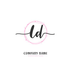L D LD Initial handwriting and signature logo design with circle. Beautiful design handwritten logo for fashion, team, wedding, luxury logo.