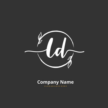 L D LD Initial handwriting and signature logo design with circle. Beautiful design handwritten logo for fashion, team, wedding, luxury logo.