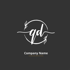 Obraz premium Q D QD Initial handwriting and signature logo design with circle. Beautiful design handwritten logo for fashion, team, wedding, luxury logo.