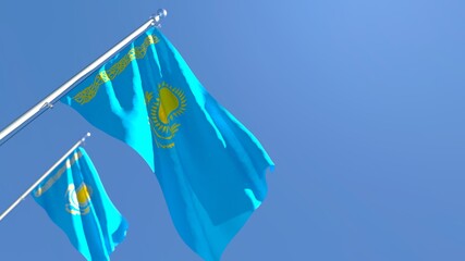 3D rendering of the national flag of Kazakhstan waving in the wind