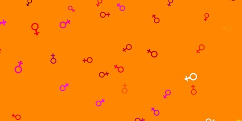 Light Pink, Yellow vector pattern with feminism elements.