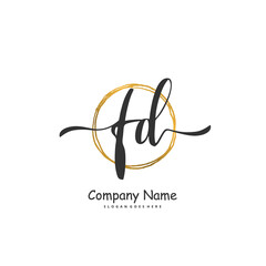 F D FD Initial handwriting and signature logo design with circle. Beautiful design handwritten logo for fashion, team, wedding, luxury logo.