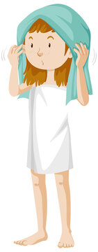 recommend clip art: Girl wearing towel after shower cartoon isolated
