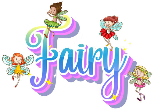 Fairy logos with little fairies on white background