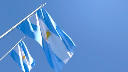 3D rendering of the national flag of Argentina waving in the wind