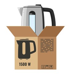 Modern electric kettle unpacked from the box