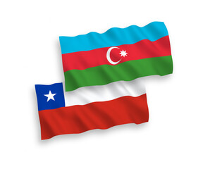 Flags of Azerbaijan and Chile on a white background