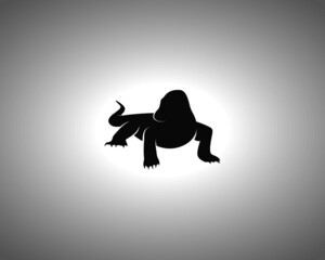 Comodo Dragon Silhouette on White Background. Isolated Vector Animal Template for Logo Company, Icon, Symbol etc