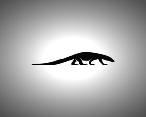 Comodo Dragon Silhouette on White Background. Isolated Vector Animal Template for Logo Company, Icon, Symbol etc