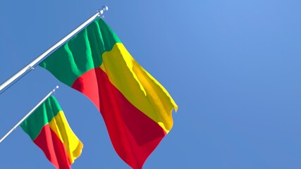 3D rendering of the national flag of Benin waving in the wind