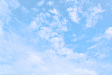 Bright Blue sky with white cloud. Beautiful sky background and wallpaper. Clear day and good weather in the morning.  