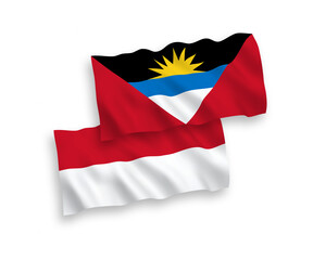 Flags of Indonesia and Antigua and Barbuda on a white background