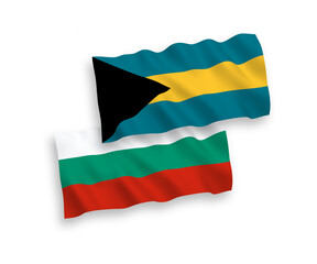 Flags of Commonwealth of The Bahamas and Bulgaria on a white background