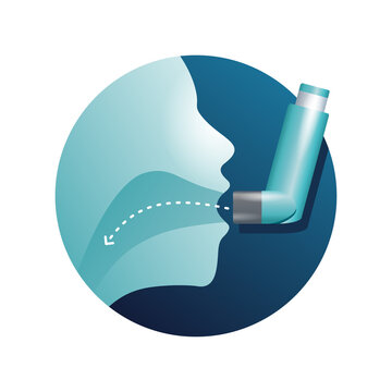Asthma inhaler icon - prescription medication for direct breathe into lungs to relieve or prevent asthmatic symptom