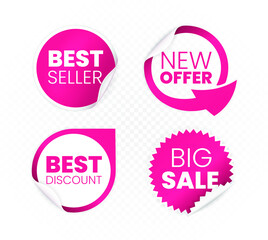Price Tags Vector Elements . Ribbon Sale Banners Isolated