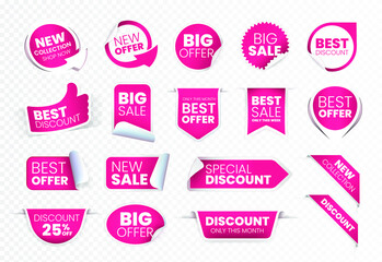 Price Tags Vector Elements . Ribbon Sale Banners Isolated