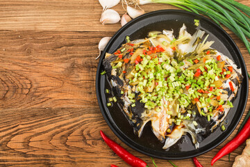 Chinese Cuisine: Steamed Silver Carp Fish Head