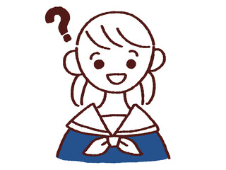 不思議そうな顔のセーラー服の女の子