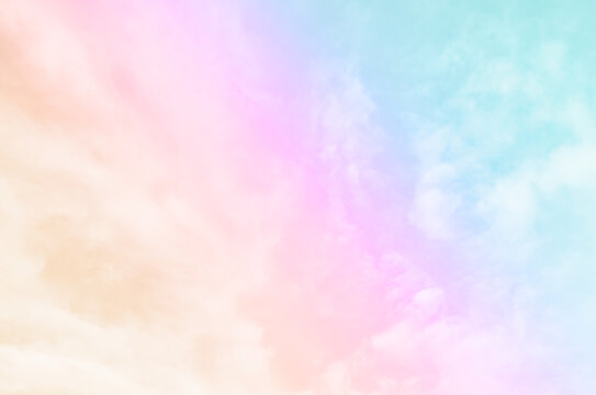 Cloud and sky with a pastel colored background and wallpaper, abstract sky background in sweet color. © masterjew