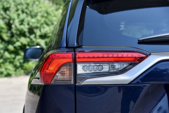 Toyota RAV4. Car taillight. 06-04-2019, Prague, Czech Republic.