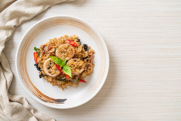 Basil and Spicy Herb Fried Rice with Squid or Octopus