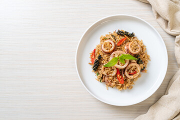 Basil and Spicy Herb Fried Rice with Squid or Octopus