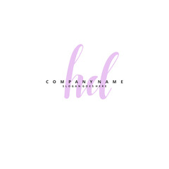 H D HD Initial handwriting and signature logo design with circle. Beautiful design handwritten logo for fashion, team, wedding, luxury logo.