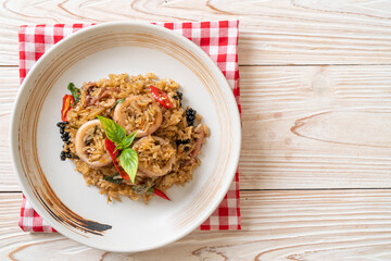 Basil and Spicy Herb Fried Rice with Squid or Octopus