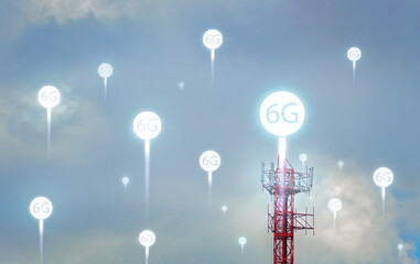 Concept of future technology 6G network wireless network that will control everything through electronic devices.
