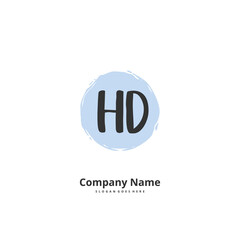 Obraz premium H D HD Initial handwriting and signature logo design with circle. Beautiful design handwritten logo for fashion, team, wedding, luxury logo.