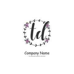 T D TD Initial handwriting and signature logo design with circle. Beautiful design handwritten logo for fashion, team, wedding, luxury logo.