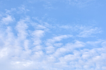 Bright Blue sky with white cloud. Beautiful sky background and wallpaper. Clear day and good weather in the morning.  