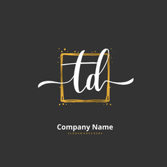 T D TD Initial handwriting and signature logo design with circle. Beautiful design handwritten logo for fashion, team, wedding, luxury logo.