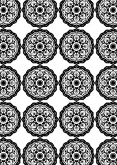 花模様パターン05（モノクロ）