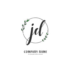 J D JD Initial handwriting and signature logo design with circle. Beautiful design handwritten logo for fashion, team, wedding, luxury logo.