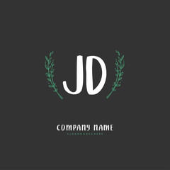 J D JD Initial handwriting and signature logo design with circle. Beautiful design handwritten logo for fashion, team, wedding, luxury logo.