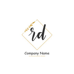 R D RD Initial handwriting and signature logo design with circle. Beautiful design handwritten logo for fashion, team, wedding, luxury logo.