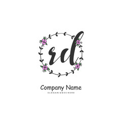 R D RD Initial handwriting and signature logo design with circle. Beautiful design handwritten logo for fashion, team, wedding, luxury logo.