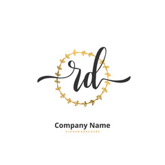 R D RD Initial handwriting and signature logo design with circle. Beautiful design handwritten logo for fashion, team, wedding, luxury logo.