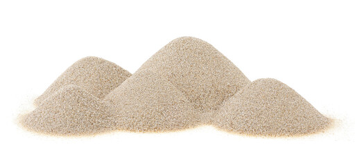 Fototapeta na wymiar Pile desert sand isolated on a white background. Heap of sand from beach.