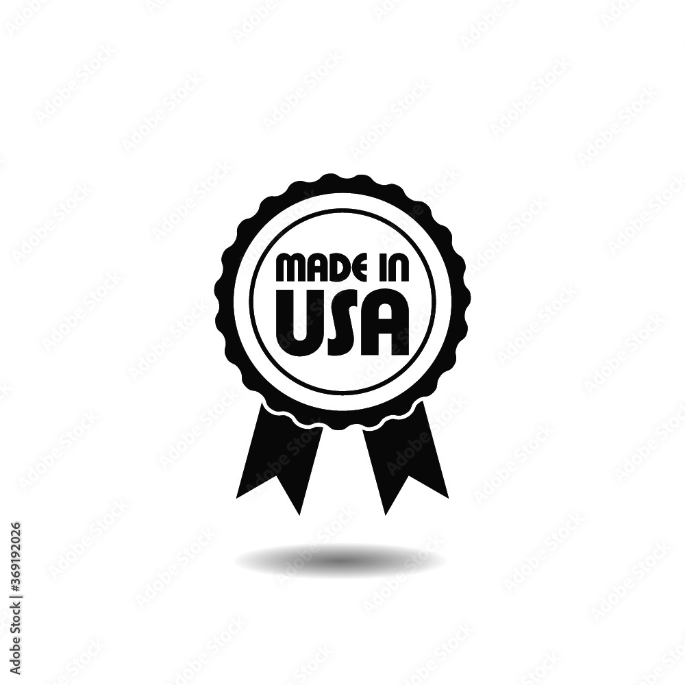 Poster badge with text made in usa with shadow