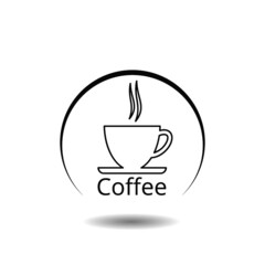 Coffee cup icon with shadow