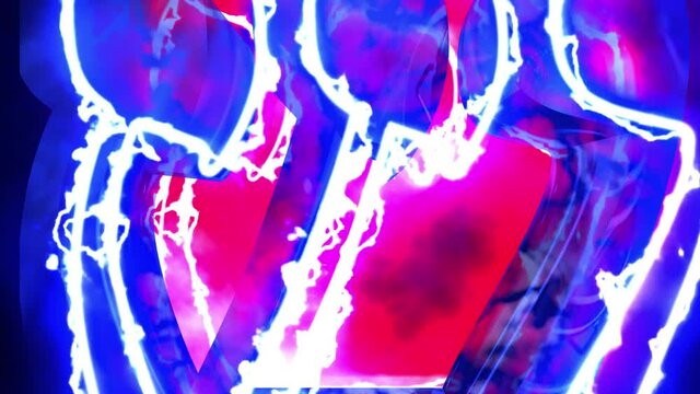 Letter Shin of Hebrew alphabet. Hot letter for overlay. 4k 3D rendered animation.