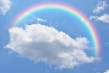 Fantasy magical landscape the rainbow on sky abstract with a pastel colored background and...