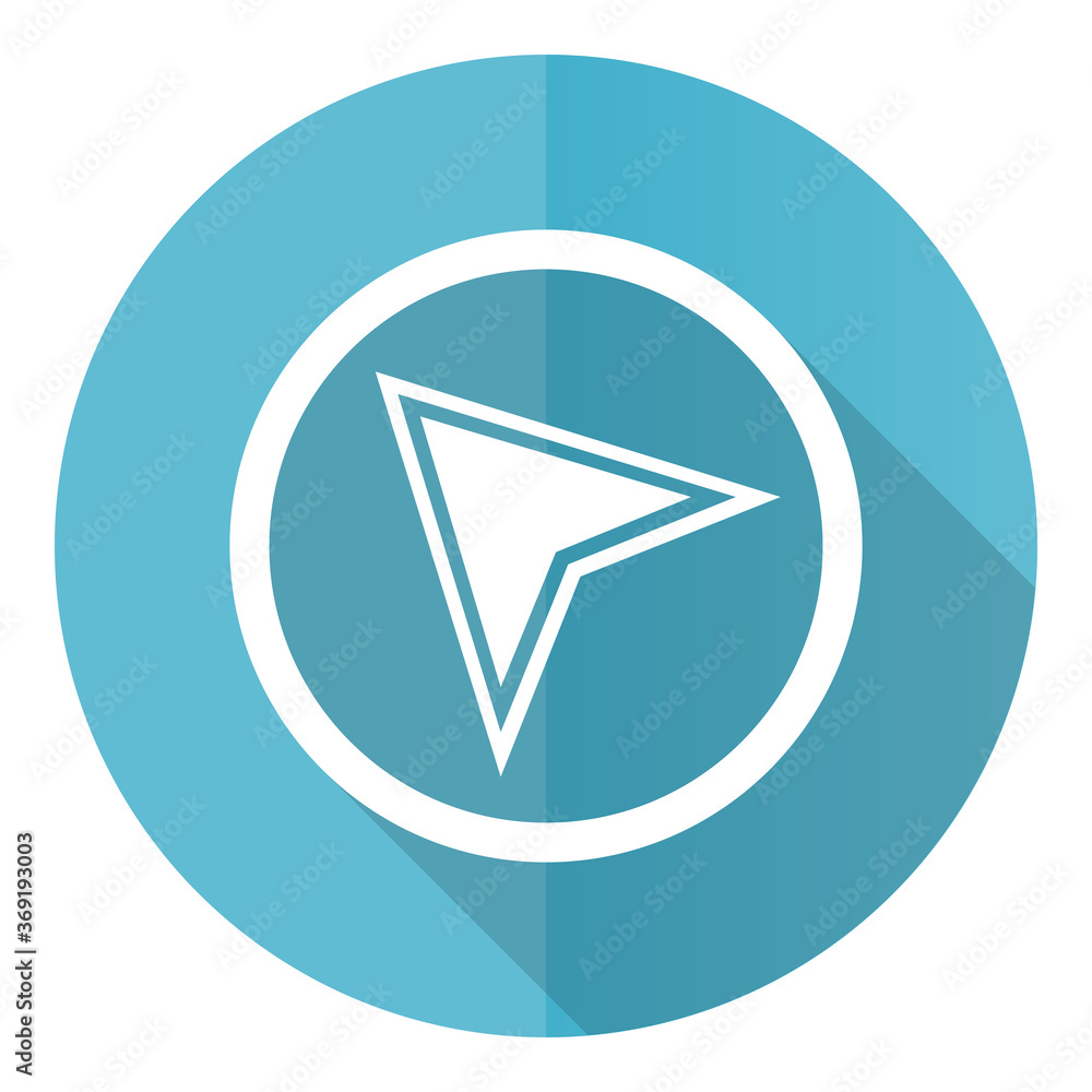 Leinwandbilder navigation vector icon, flat design blue round web button isolated on white background