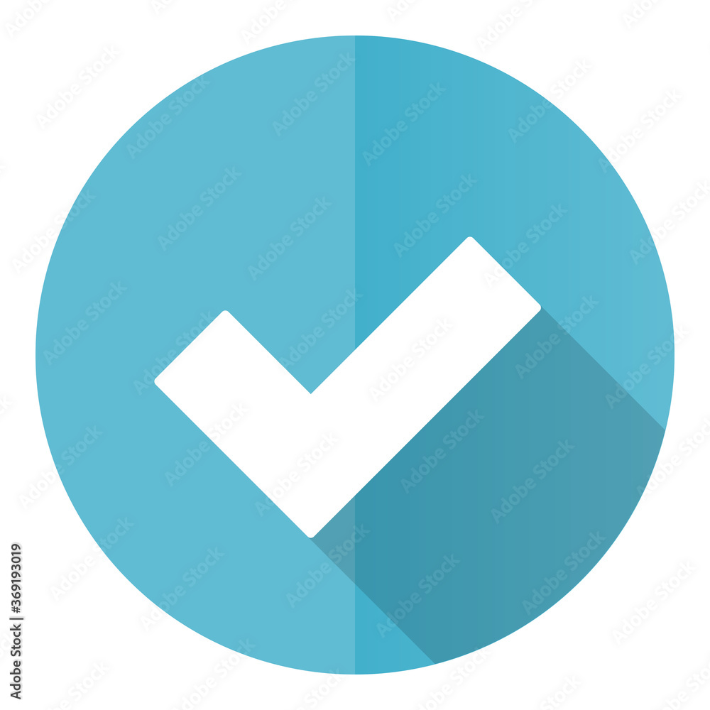 Poster accept vector icon, flat design blue round web button isolated on white background